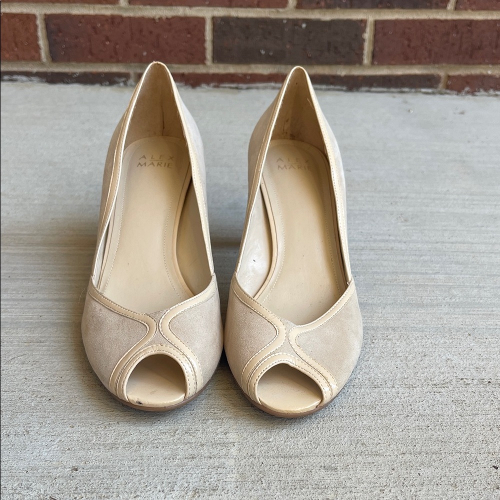 Alex Marie Cream Peep Toe Heels